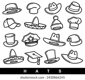 Hats collection set. Collection icon hat. Vector