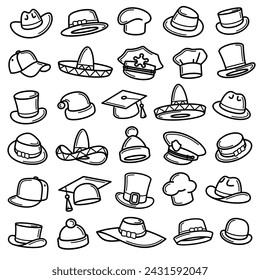 Hats collection set. Collection icon hat. Vector