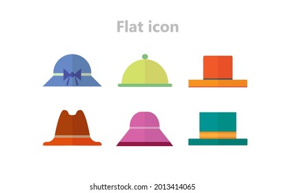 Hats collection set on white background. Icons in flat style. Vector illustration.
