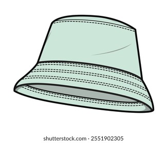 Hats design technical flat sketch vector mockup template.