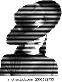 Hat's essence captured through alternating dark and light stripes.