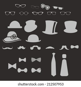 Hats glasses  mustaches and tie bows
