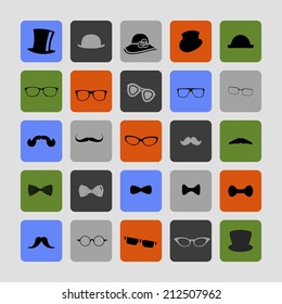 Hats glasses  mustaches and tie bows