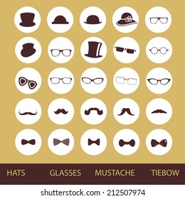 Hats glasses  mustaches and tie bows