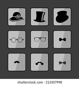 Hats glasses  mustaches and tie bows