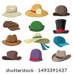 Hats and headwears. Hat images isolated on white background, headgear vector illustrations for man and woman, cap headgears for ladies and gentlemen