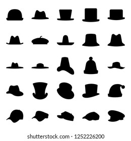 hats icon set, glyph style, modern concept