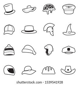 Hats Icons. Line With Fill Design. Vector Illustration.