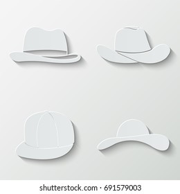 Hats icons - paper  set