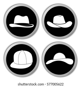 Hats icons - vector stickers  set