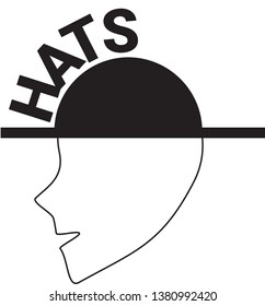 Hats logotype - head with hat and text.