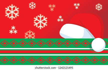 hat's santa and snowflake vector background 