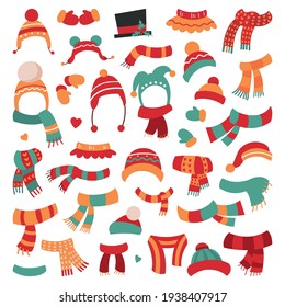Hats and Scarves A collection of funny hats and scarves. EPS 10 vector grouped for easy editing.