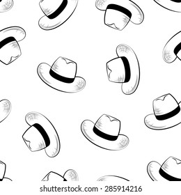 Hats, seamless background, vector illustration