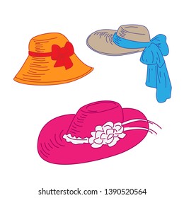 hats set hand drawn doodle vector