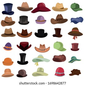 Hats Set Types Hats Vector Stock Vector (Royalty Free) 1698642877 ...