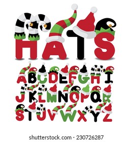 Hats uppercase alphabet a through z EPS 10 vector illustration