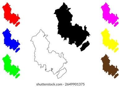 Cidade de Hatsukaichi (Japão, Nihon-koku ou Nippon-koku, região de Chugoku) mapa ilustração vetorial, esboço de rabisco Mapa de Hatsukaichi-shi
