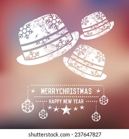 Hats,Xmas on blur background,clean vector
