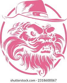 Hatted Beast - Manticore-Like Monster Head Illustration. (For the solid color version, we recommend using pure white.)