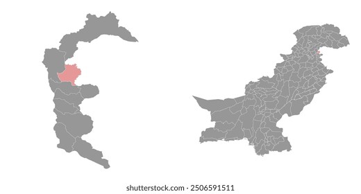 Hattian Bala district map, administrative division of Pakistan. Vector illustration.