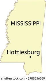 Hattiesburg City Location On Mississippi State Stock Vector (Royalty ...