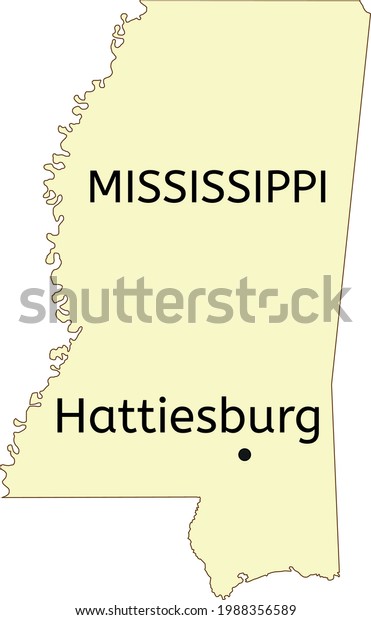 Hattiesburg City Location On Mississippi State Stock Vector Royalty   Hattiesburg City Location On Mississippi 600w 1988356589 