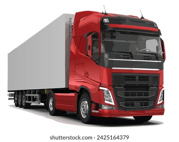 haul diesel isolated load lorry machine work safety truck trailer icon big box man vector template graphic design new red style concept modern white background
