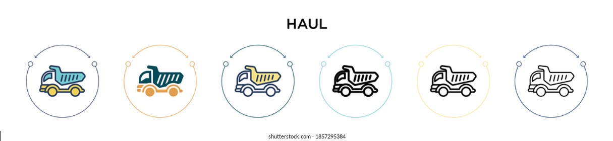Haul icon in filled, thin line, outline and stroke style. Vector illustration of two colored and black haul vector icons designs can be used for mobile, ui, web