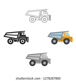 Haul truck icon in cartoon style isolated on white background. Mine symbol stock vector illustration.