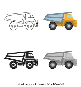 Haul truck icon in cartoon style isolated on white background. Mine symbol stock vector illustration.