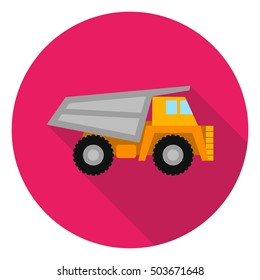 Haul truck icon in flat style isolated on white background. Mine symbol stock vector illustration.