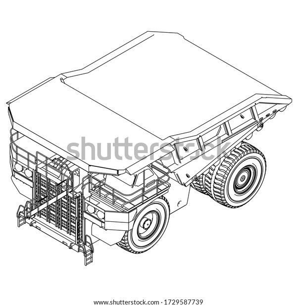 Haul truck outline vector. Special machines for the\
building work.