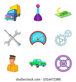 Hauler icons set. Cartoon set of 9 hauler vector icons for web isolated on white background