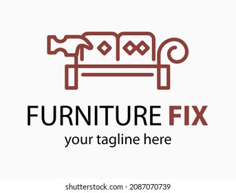 Hauling Or Restore Furniture Logo. Fixing Furniture Vector Sign. Leather And Fabric Upholstery Emblem.