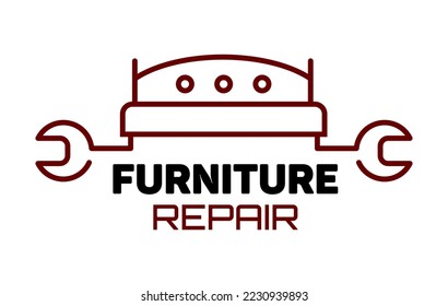 Hauling or restore furniture logo. Fixing or repair furniture vector sign. Leather and Fabric Upholstery emblem.