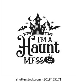 Soy una inscripción graciosa de eslogan de Haunt. Citas de Vector Halloween. Ilustración para impresiones en camisetas y bolsas, afiches, tarjetas. Frase de Halloween. Aislado sobre fondo blanco.