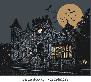 Haunted Abandoned Castle for Horror Background