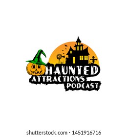 Haunted attractions podcast illustration vector