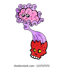 haunted brain skull cartoon
