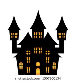 haunted castle halloween isolated icon