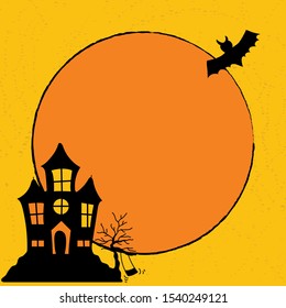 Haunted Castle Halloween Vector Frame Background