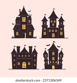 Haunted Castle and House Illustration Set