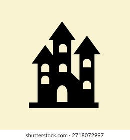 Haunted Castle Icon Black Flat Design