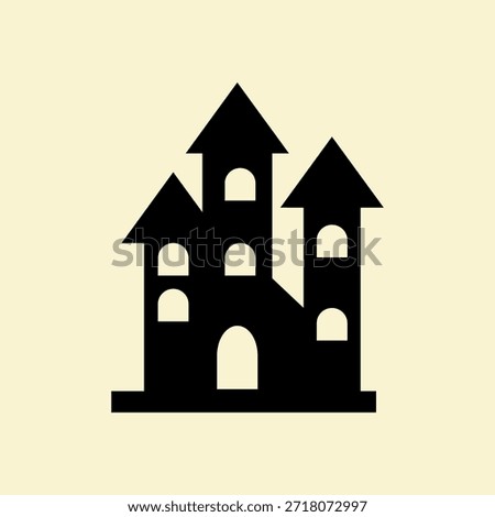 Haunted Castle Icon Black Flat Design