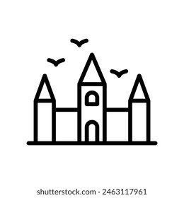 Haunted castle icon in thin line style. Vector illustration graphic design