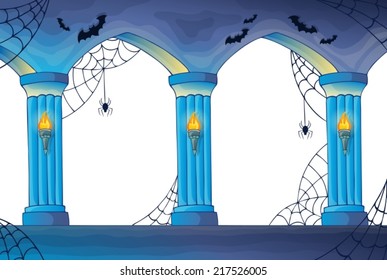 Haunted castle interior columns - eps10 vector illustration.