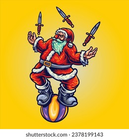 Haunted circus with creepy evil santa claus vector illustrations for your work logo, merchandise t-shirt, stickers and label designs, poster, greeting cards advertising business company or brands