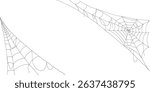 Haunted corner cobwebs silhouette set spooky spider web elements for horror illustrations
