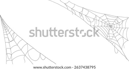 Haunted corner cobwebs silhouette set spooky spider web elements for horror illustrations